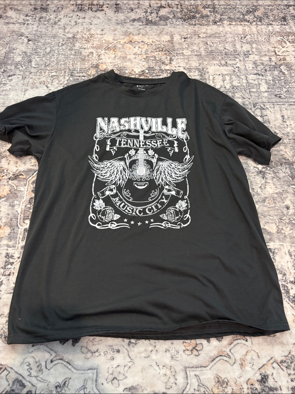 SHEIN Black Graphic Nashville Tennessee Tee